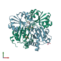PDB entry 2p5c coloured by chain, front view.