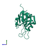 PDB entry 2p5d coloured by chain, side view.