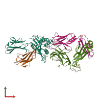 PDB entry 2p5e coloured by chain, front view.