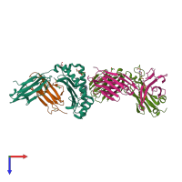 PDB entry 2p5e coloured by chain, top view.