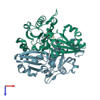 PDB entry 2p5f coloured by chain, top view.