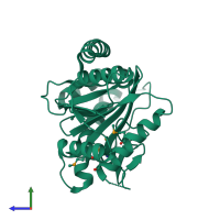 PDB entry 2p5i coloured by chain, side view.
