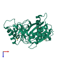 PDB entry 2p5i coloured by chain, top view.