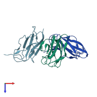 PDB entry 2p5p coloured by chain, top view.