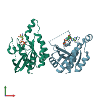 PDB entry 2p5s coloured by chain, front view.