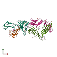 PDB entry 2p5w coloured by chain, front view.