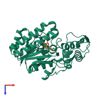 PDB entry 2p5y coloured by chain, top view.