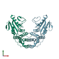PDB entry 2p62 coloured by chain, front view.