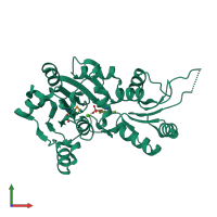 PDB entry 2p69 coloured by chain, front view.
