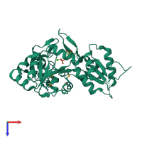 PDB entry 2p69 coloured by chain, top view.