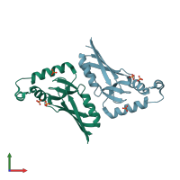 PDB entry 2p6c coloured by chain, front view.