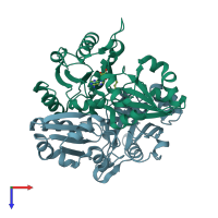 PDB entry 2p6d coloured by chain, top view.