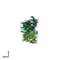 PDB entry 2p6g coloured by chain, side view.