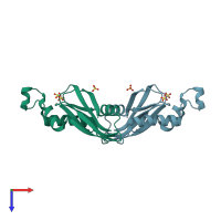 PDB entry 2p6h coloured by chain, top view.