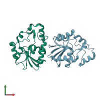 PDB entry 2p6o coloured by chain, front view.