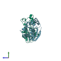 PDB entry 2p6o coloured by chain, side view.