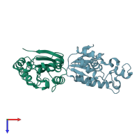 PDB entry 2p6o coloured by chain, top view.