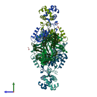 PDB entry 2p6s coloured by chain, side view.