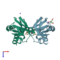 PDB entry 2p6z coloured by chain, top view.