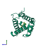 PDB entry 2p71 coloured by chain, side view.