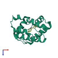 PDB entry 2p71 coloured by chain, top view.