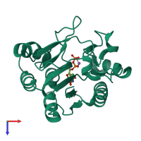 PDB entry 2p73 coloured by chain, top view.