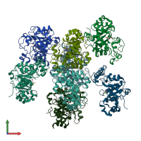 PDB entry 2p76 coloured by chain, front view.