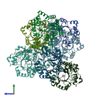 PDB entry 2p76 coloured by chain, side view.