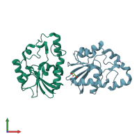 PDB entry 2p78 coloured by chain, front view.