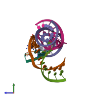 PDB entry 2p7e coloured by chain, side view.