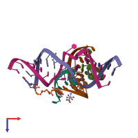 PDB entry 2p7e coloured by chain, top view.
