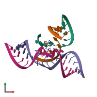 PDB entry 2p7f coloured by chain, front view.