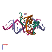 PDB entry 2p7f coloured by chain, top view.