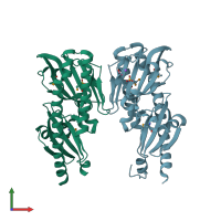 PDB entry 2p7j coloured by chain, front view.