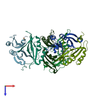 PDB entry 2p7l coloured by chain, top view.