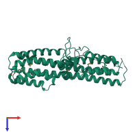 PDB entry 2p7n coloured by chain, top view.