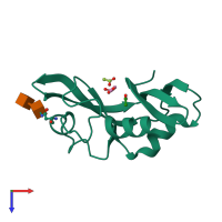 PDB entry 2p7s coloured by chain, top view.