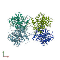 PDB entry 2p82 coloured by chain, front view.