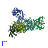 PDB entry 2p85 coloured by chain, top view.