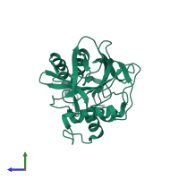 PDB entry 2p87 coloured by chain, side view.