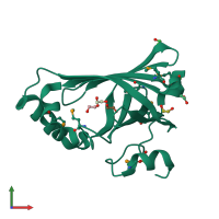 PDB entry 2p8g coloured by chain, front view.