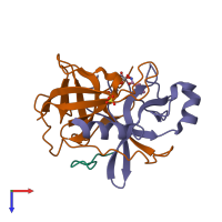 PDB entry 2p8o coloured by chain, top view.