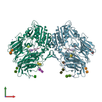 PDB entry 2p8s coloured by chain, front view.