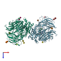 PDB entry 2p8s coloured by chain, top view.