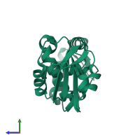 PDB entry 2p8t coloured by chain, side view.
