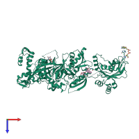 PDB entry 2p8y coloured by chain, top view.