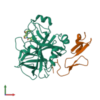 PDB entry 2p93 coloured by chain, front view.