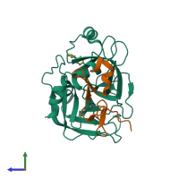 PDB entry 2p93 coloured by chain, side view.