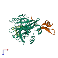 PDB entry 2p94 coloured by chain, top view.