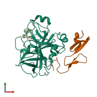 PDB entry 2p95 coloured by chain, front view.